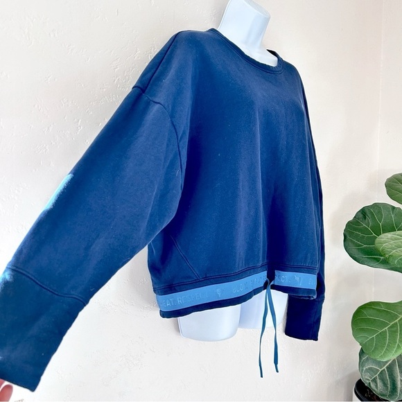 UNDER ARMOUR Project Rock Women Navy Crew Neck Fleece Crop Crewneck Size XL - Picture 5 of 11